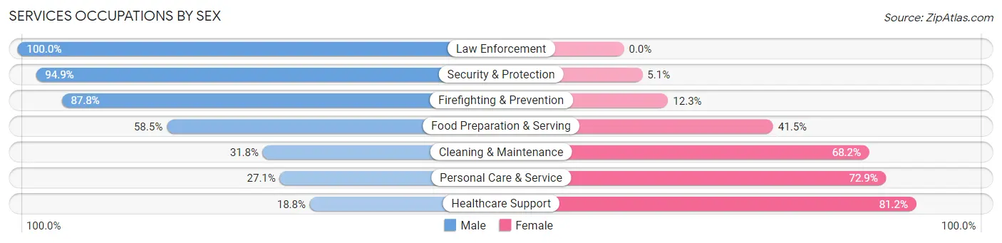 Services Occupations by Sex in Zip Code 78109