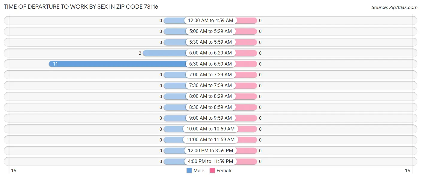 Time of Departure to Work by Sex in Zip Code 78116