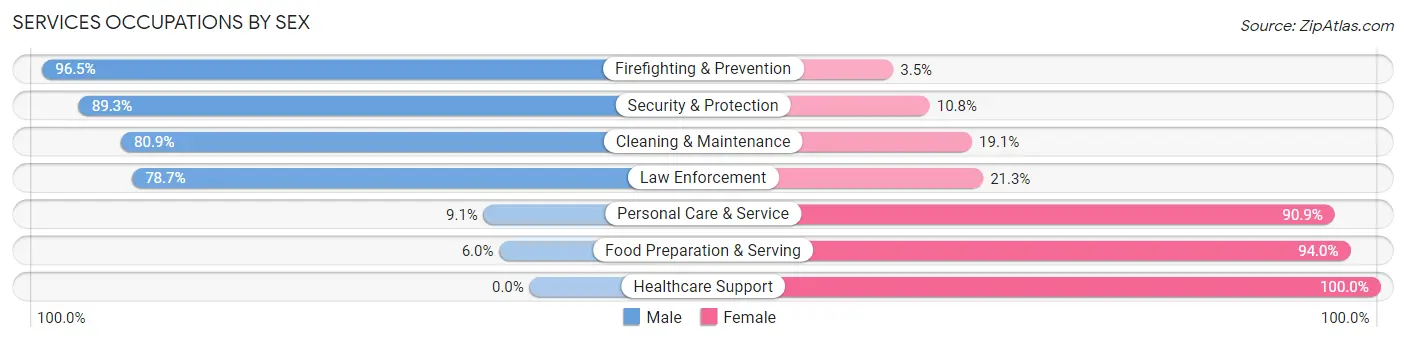 Services Occupations by Sex in Zip Code 78160
