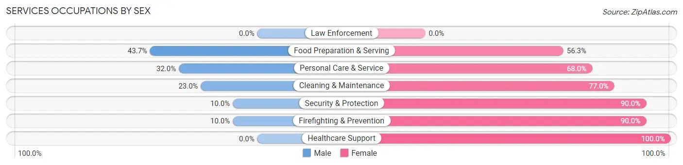 Services Occupations by Sex in Zip Code 78203