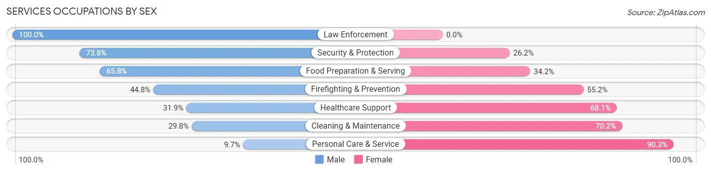 Services Occupations by Sex in Zip Code 78204