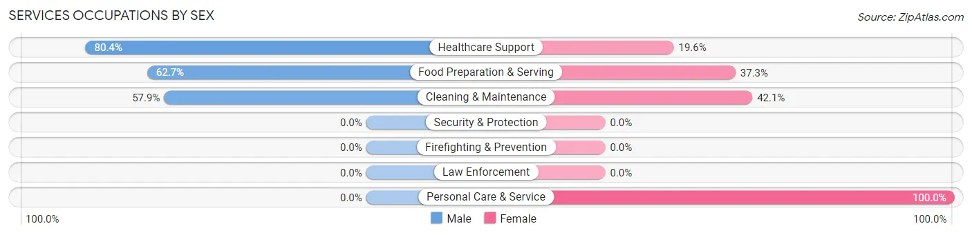 Services Occupations by Sex in Zip Code 78208