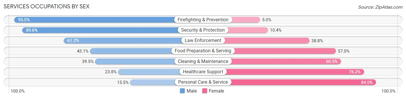 Services Occupations by Sex in Zip Code 78209