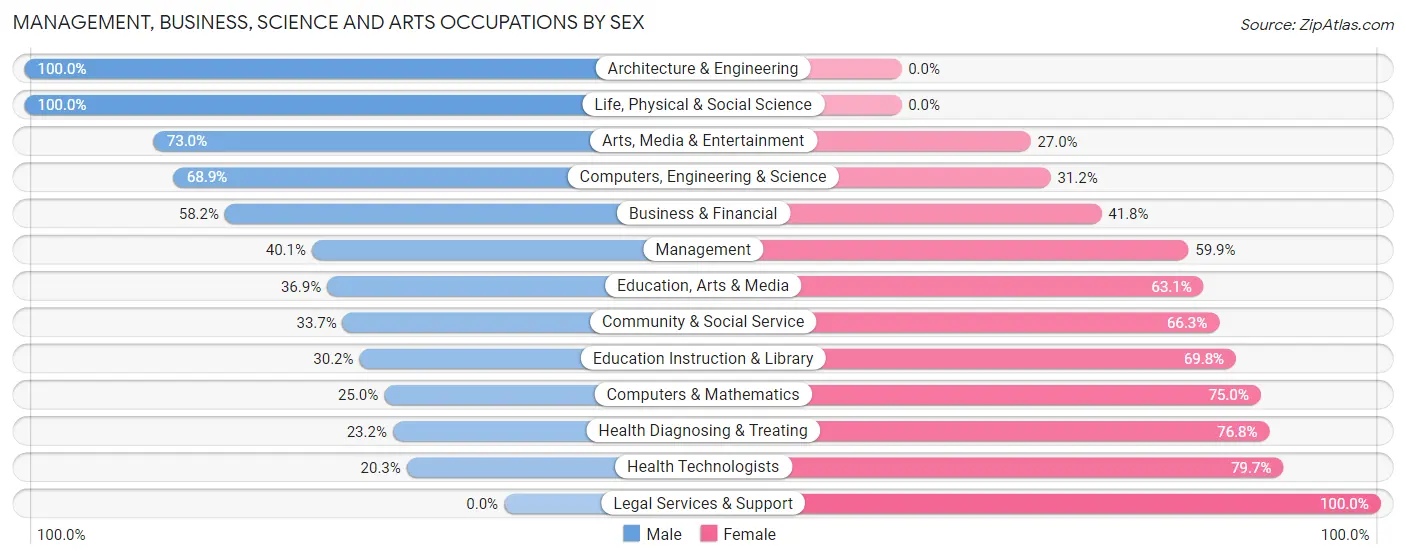 Management, Business, Science and Arts Occupations by Sex in Zip Code 78219