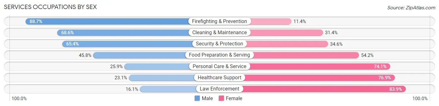 Services Occupations by Sex in Zip Code 78221