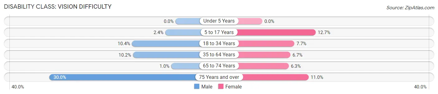 Disability in Zip Code 78222: <span>Vision Difficulty</span>