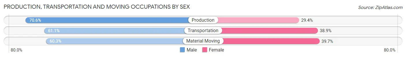 Production, Transportation and Moving Occupations by Sex in Zip Code 78252