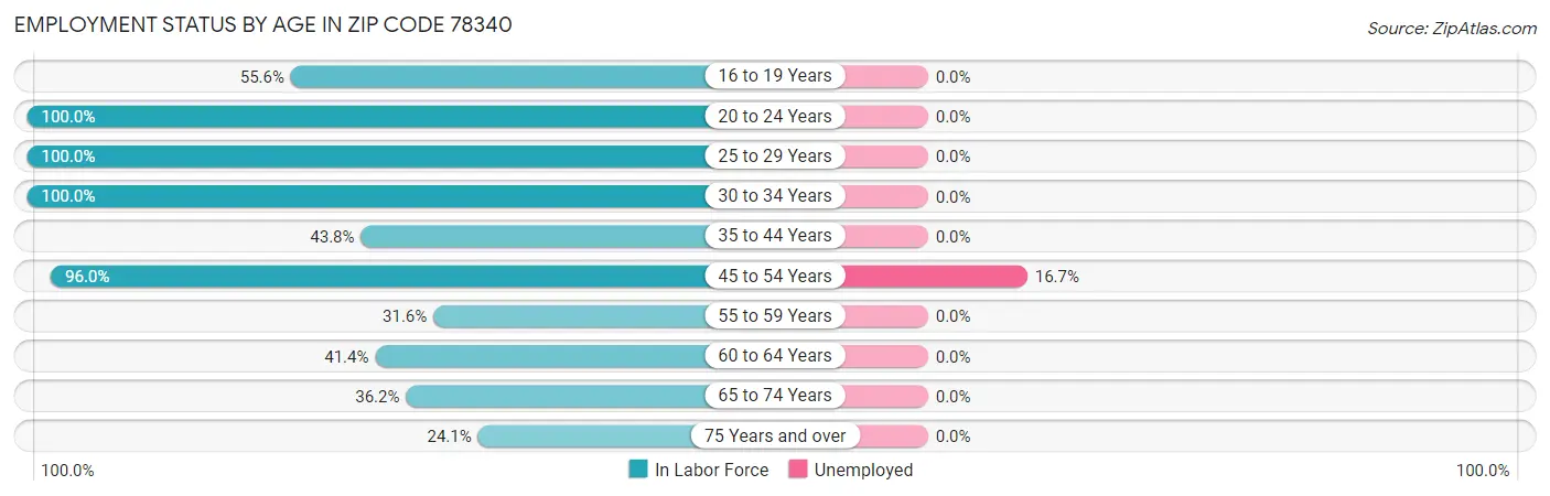 Employment Status by Age in Zip Code 78340