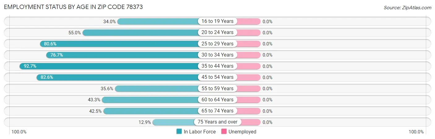 Employment Status by Age in Zip Code 78373