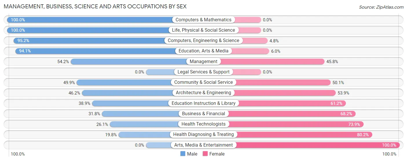 Management, Business, Science and Arts Occupations by Sex in Zip Code 78382