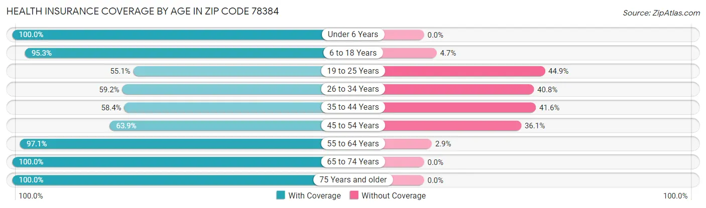 Health Insurance Coverage by Age in Zip Code 78384