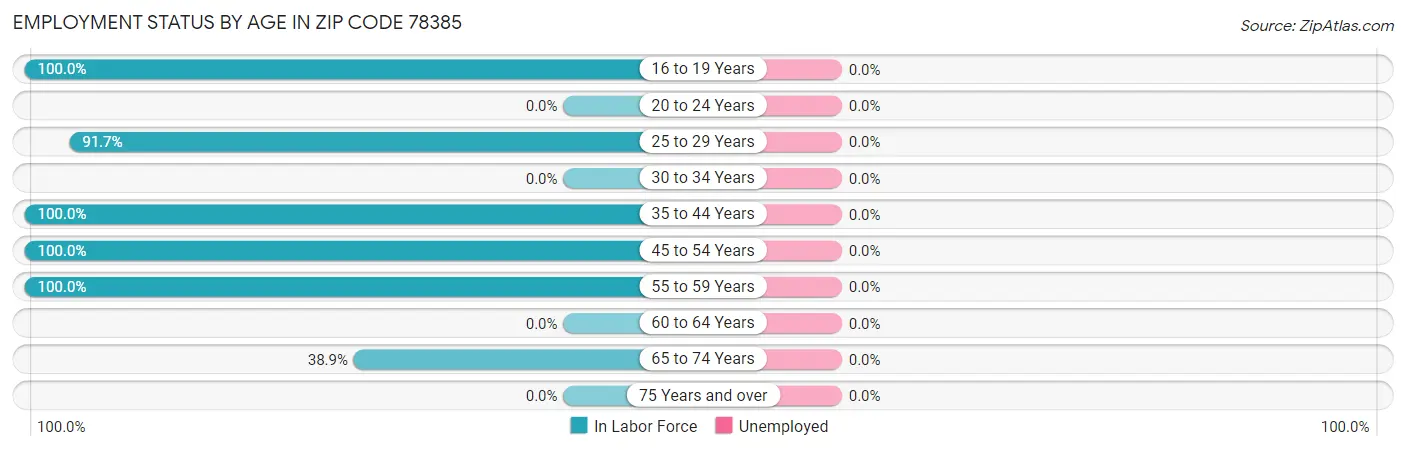 Employment Status by Age in Zip Code 78385