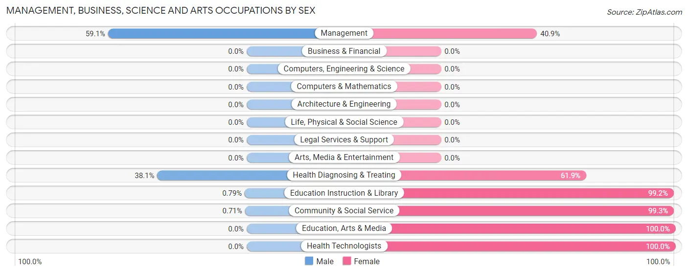 Management, Business, Science and Arts Occupations by Sex in Zip Code 78389
