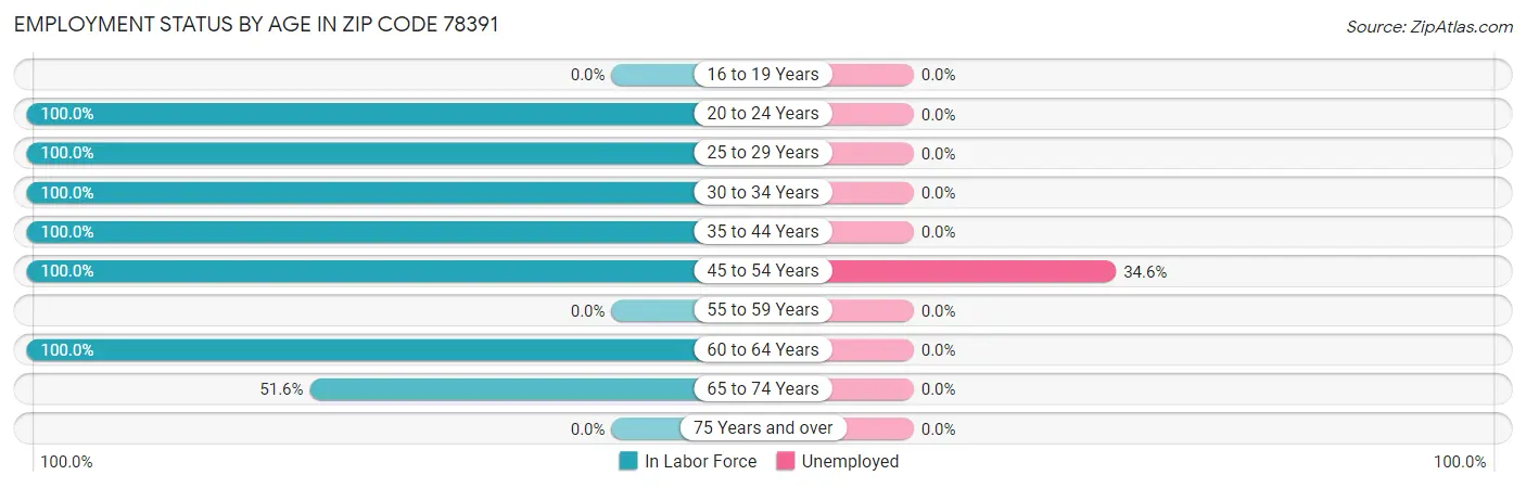 Employment Status by Age in Zip Code 78391