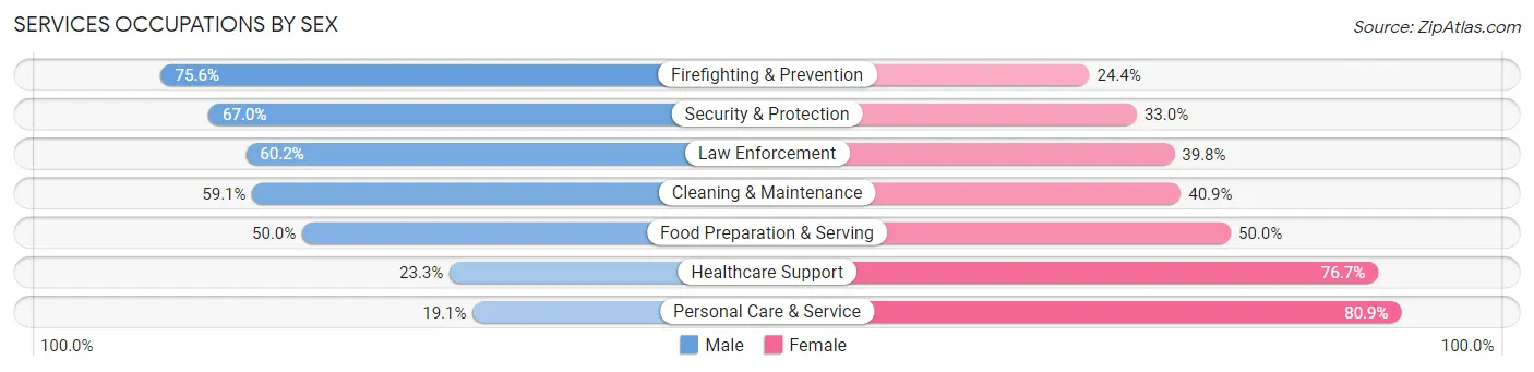 Services Occupations by Sex in Zip Code 78413