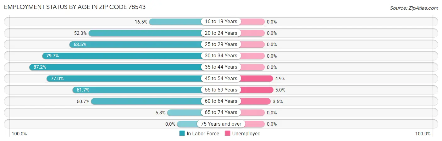 Employment Status by Age in Zip Code 78543