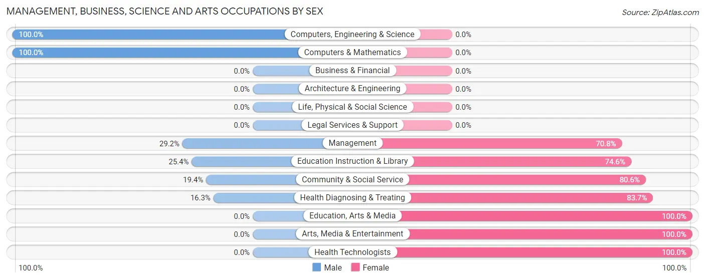 Management, Business, Science and Arts Occupations by Sex in Zip Code 78543