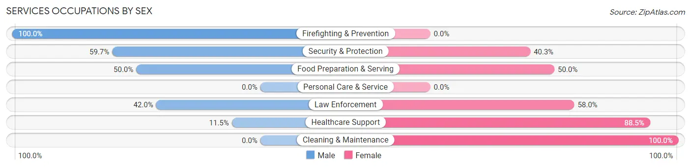 Services Occupations by Sex in Zip Code 78562