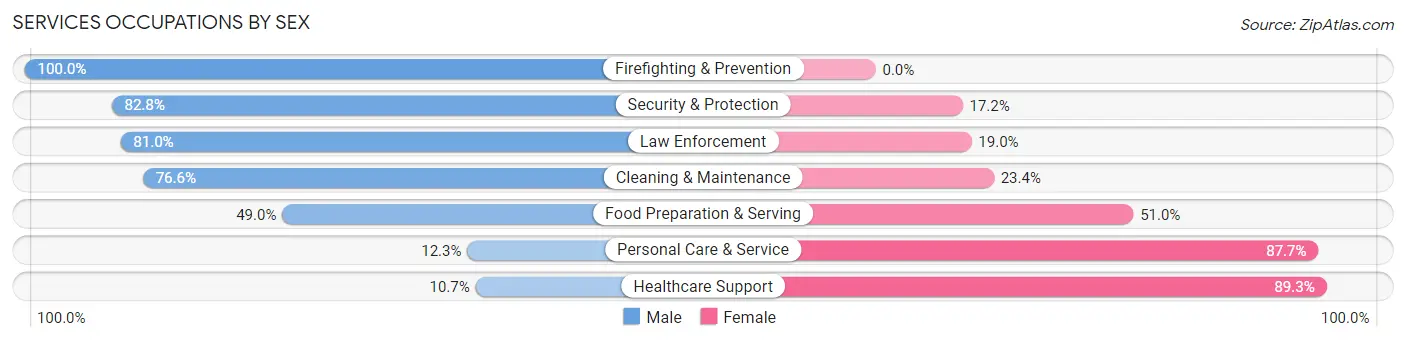 Services Occupations by Sex in Zip Code 78570