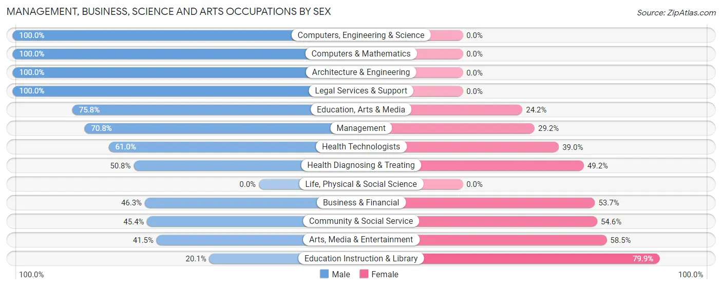 Management, Business, Science and Arts Occupations by Sex in Zip Code 78575
