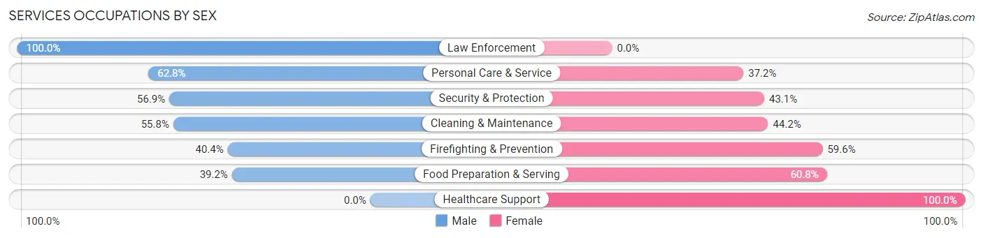 Services Occupations by Sex in Zip Code 78621
