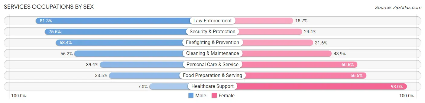 Services Occupations by Sex in Zip Code 78626
