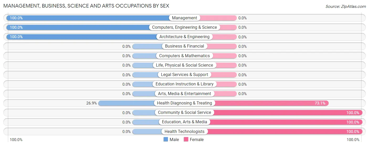Management, Business, Science and Arts Occupations by Sex in Zip Code 78632
