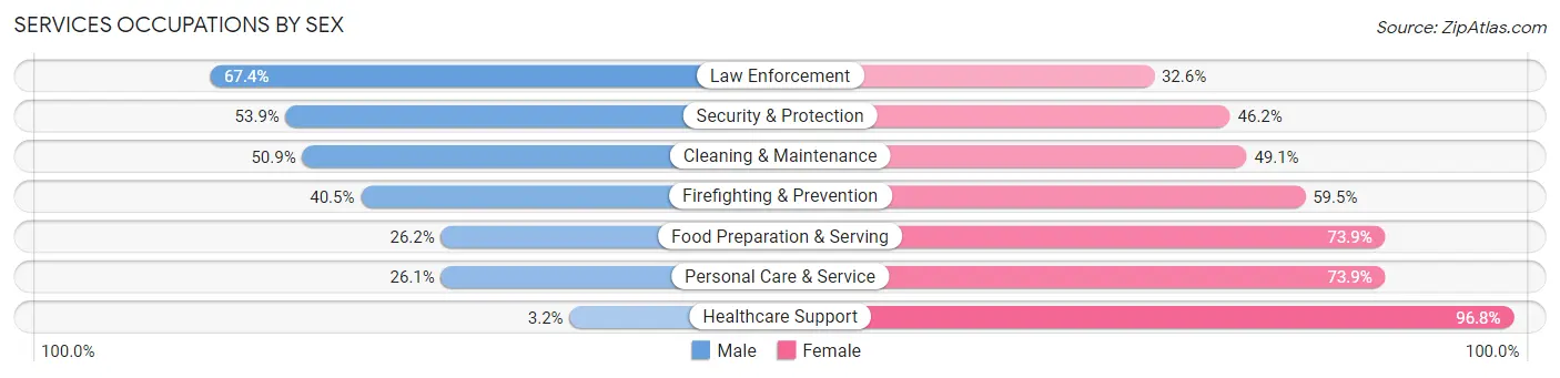 Services Occupations by Sex in Zip Code 78634