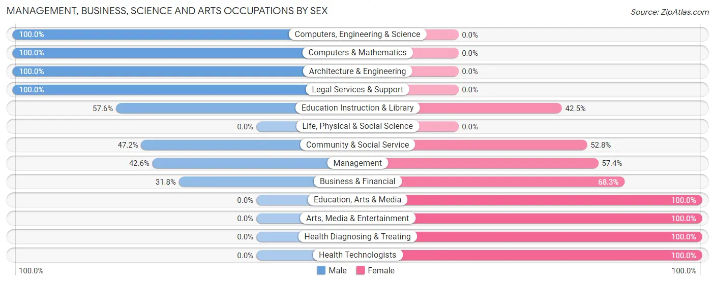 Management, Business, Science and Arts Occupations by Sex in Zip Code 78636