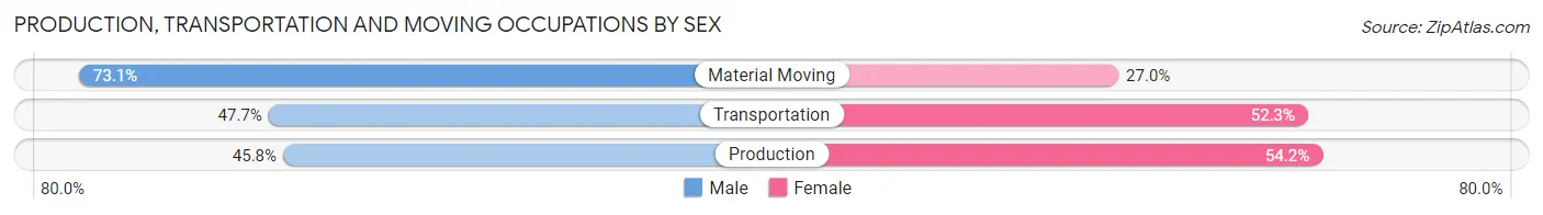Production, Transportation and Moving Occupations by Sex in Zip Code 78639