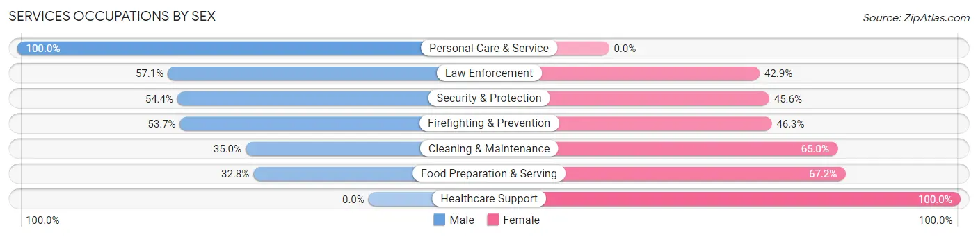 Services Occupations by Sex in Zip Code 78639