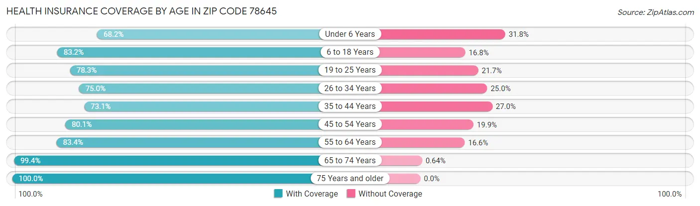 Health Insurance Coverage by Age in Zip Code 78645