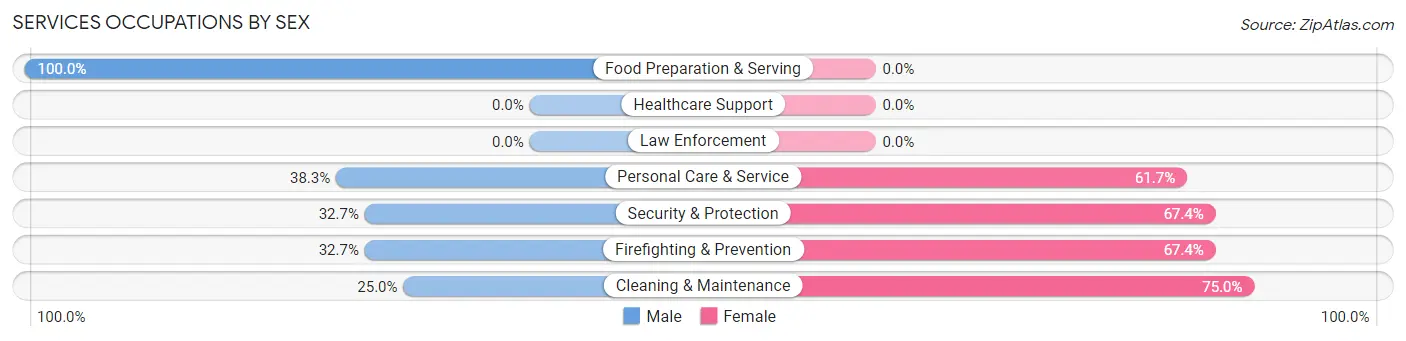 Services Occupations by Sex in Zip Code 78652