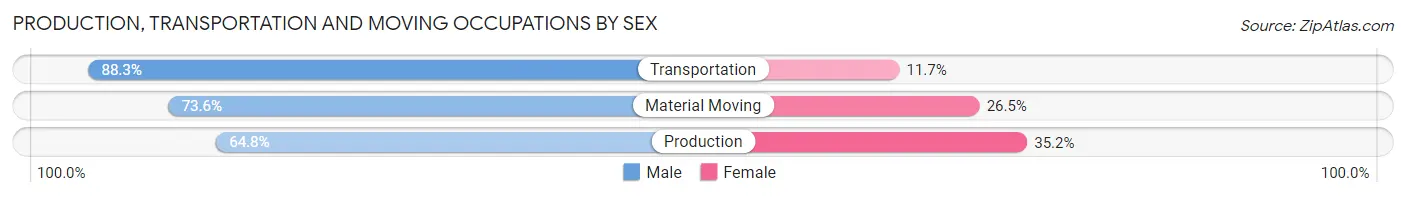 Production, Transportation and Moving Occupations by Sex in Zip Code 78665