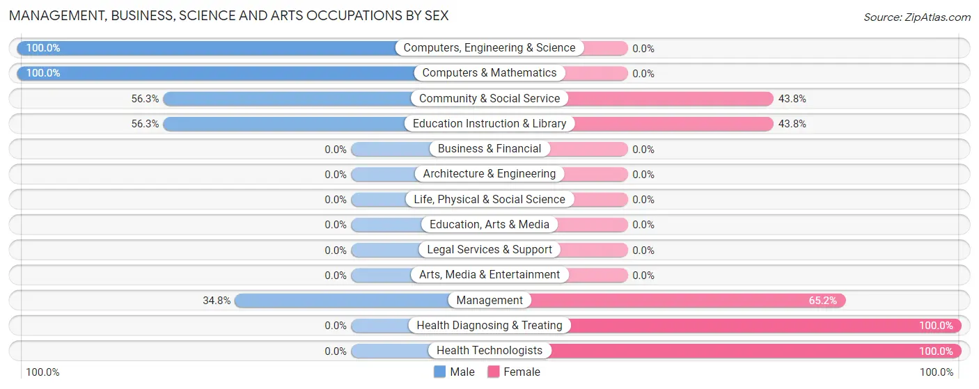 Management, Business, Science and Arts Occupations by Sex in Zip Code 78671