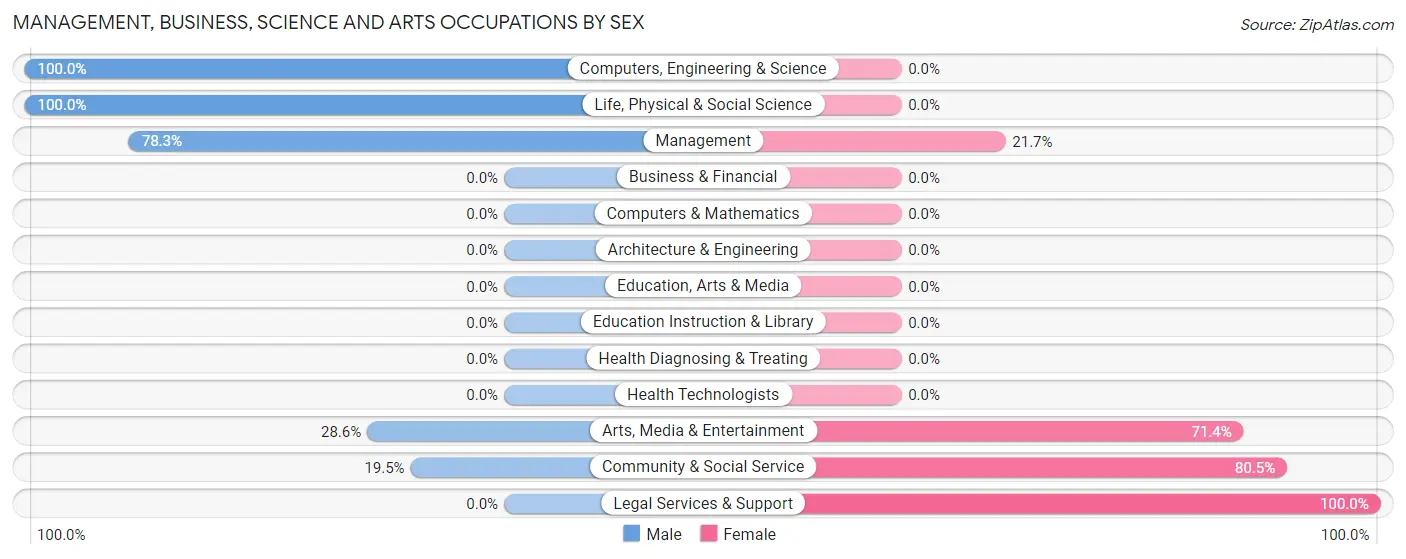 Management, Business, Science and Arts Occupations by Sex in Zip Code 78672