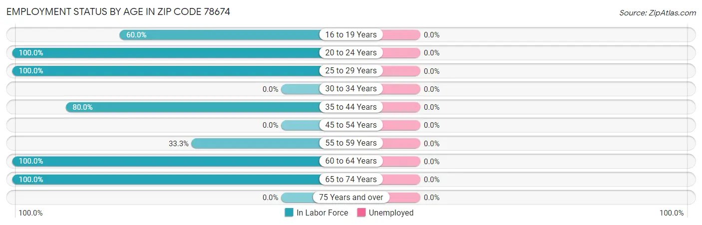 Employment Status by Age in Zip Code 78674