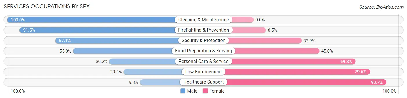 Services Occupations by Sex in Zip Code 78703