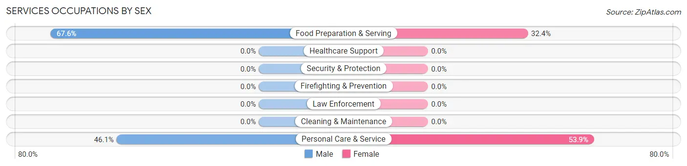 Services Occupations by Sex in Zip Code 78730