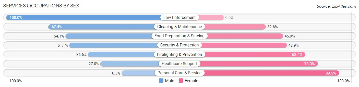 Services Occupations by Sex in Zip Code 78749