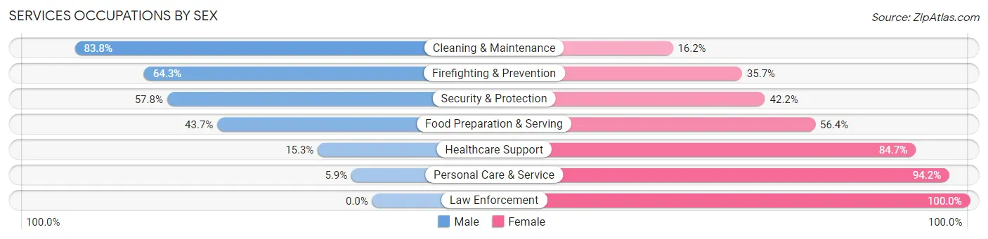 Services Occupations by Sex in Zip Code 78751