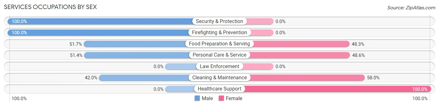 Services Occupations by Sex in Zip Code 78756