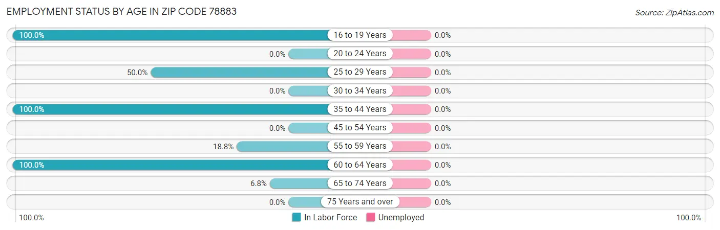 Employment Status by Age in Zip Code 78883