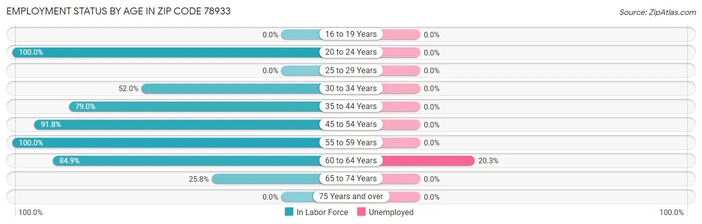Employment Status by Age in Zip Code 78933
