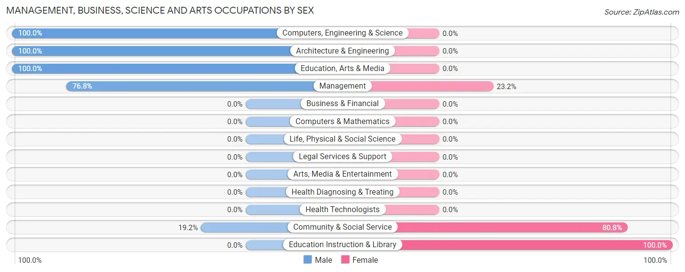 Management, Business, Science and Arts Occupations by Sex in Zip Code 78933