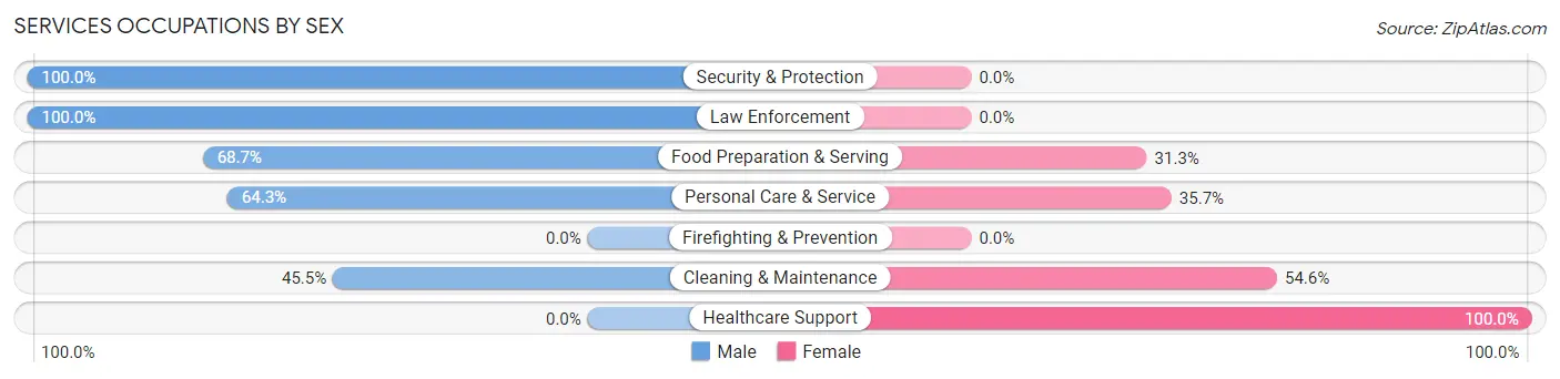 Services Occupations by Sex in Zip Code 78940