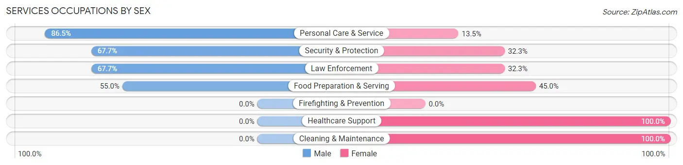 Services Occupations by Sex in Zip Code 78942