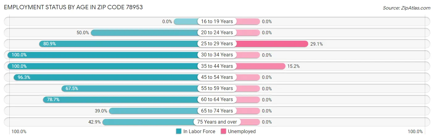 Employment Status by Age in Zip Code 78953