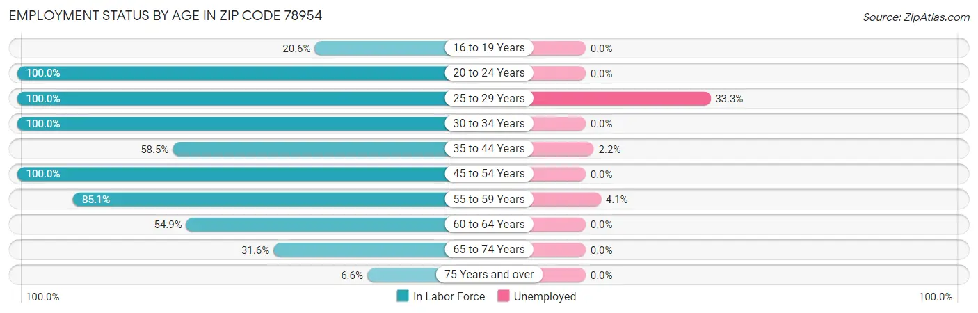 Employment Status by Age in Zip Code 78954