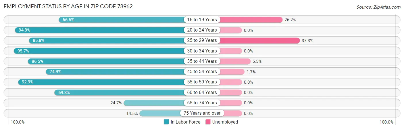 Employment Status by Age in Zip Code 78962
